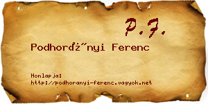 Podhorányi Ferenc névjegykártya