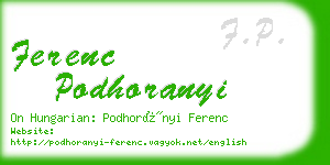ferenc podhoranyi business card